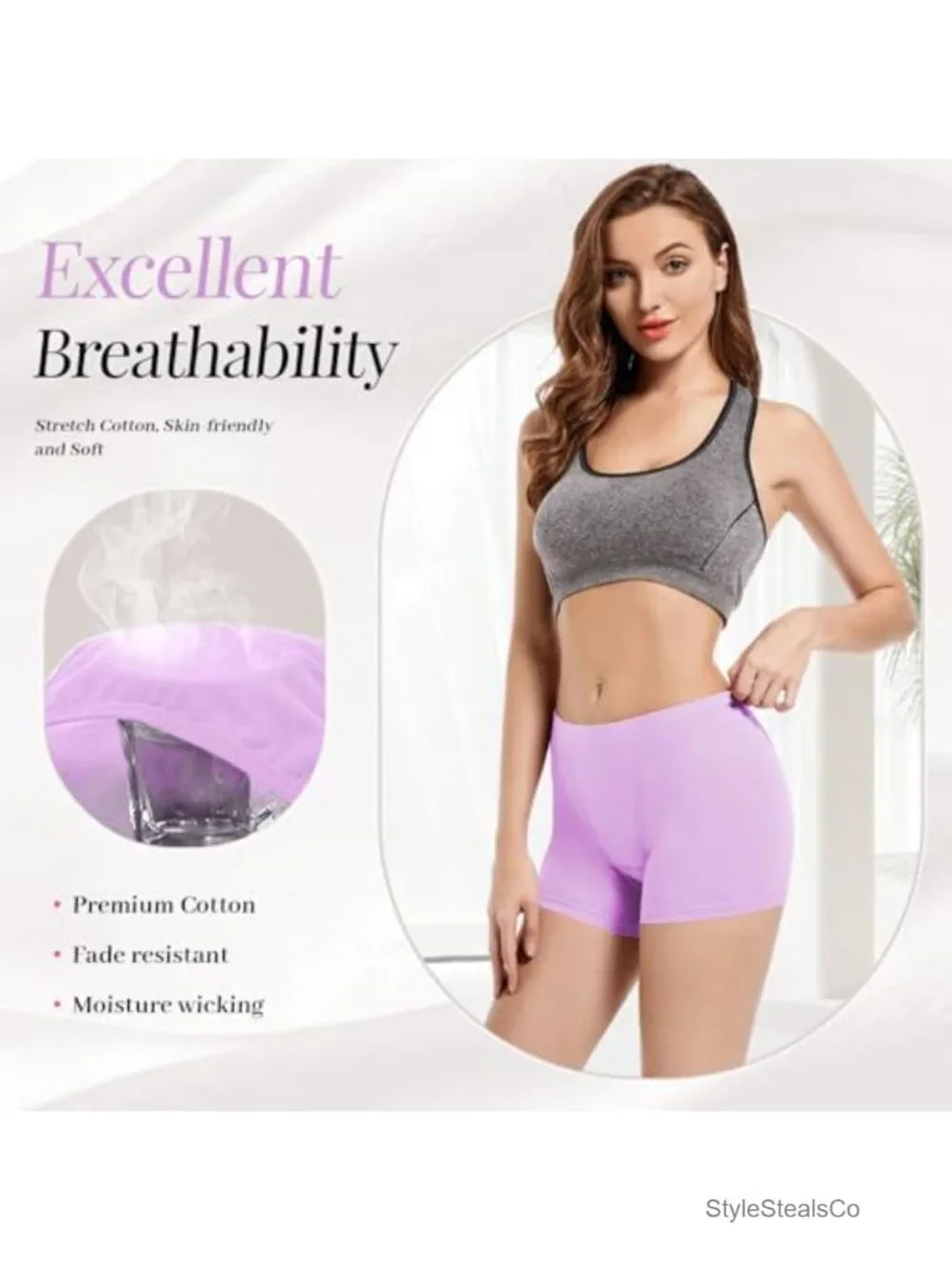 95% Cotton Boy Shorts for Women Mid Waisted Boxer Briefs Breathable